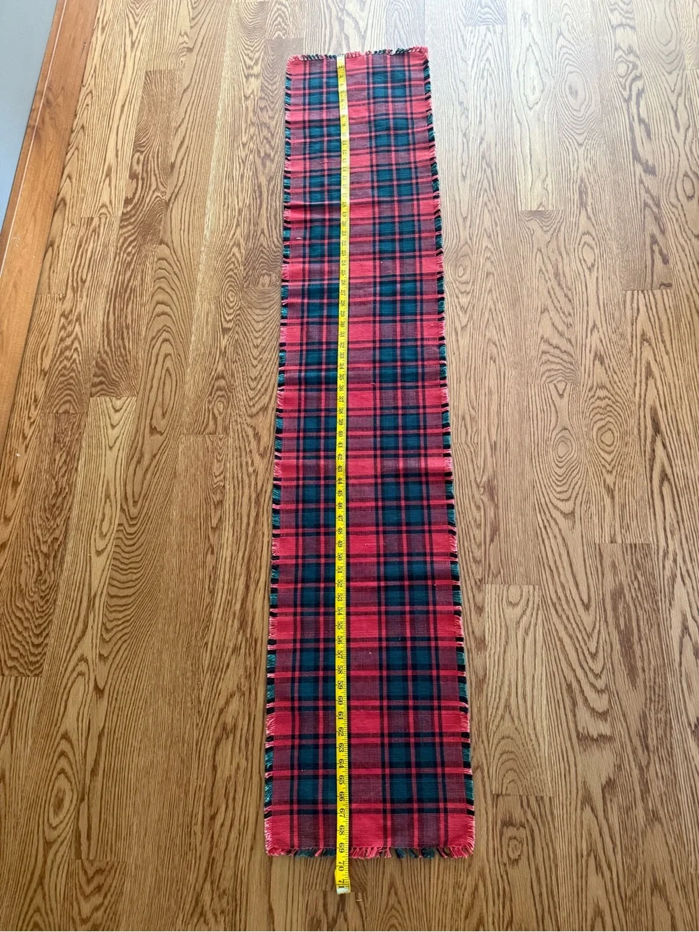 Vintage Plaid Red and Green Fringe Scarf